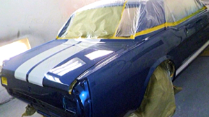 1965 classic mustang being painted