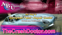 Jaguar 1967 XKE European collision repair and paint video from www.thecrashdoctor.com