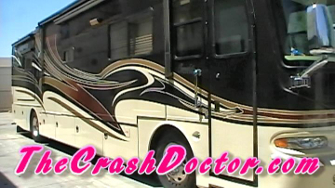 2008 Monaco Motorhome pinstriped paint refinish front After view photo from www.thecrashdoctor.com