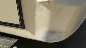 monaco motorhome lower fender scratches repaired by www.thecrashdoctor.com photo