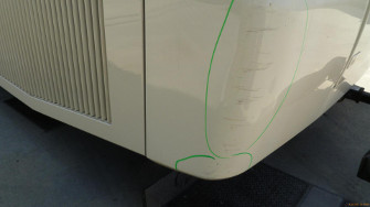 Monaco motorhome After photo of fender damage repair and paint refinish color matched and blended from www.thecarshdoctor.com