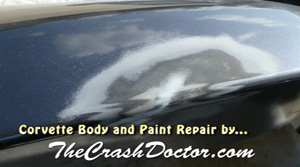 corvette front bumper repair body work by www.thecrashdoctor.com