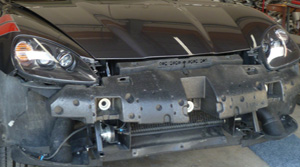 Corvette-front bumper repair and paint fiberglass work by www.thecrashdoctor.com