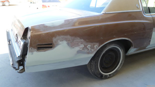 73 Ford LTD Before close up side www.thecrashdoctor.com