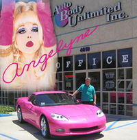 covetter specialists angelyne pink corvette paint job by www.thecrashdoctor.com photo