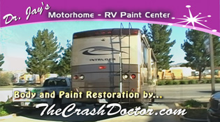 rear of 35 foot motorhome after repair damage and paint work from www.thecrasshdoctor.com