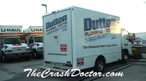 commercial plumbing service truck collision paint repair