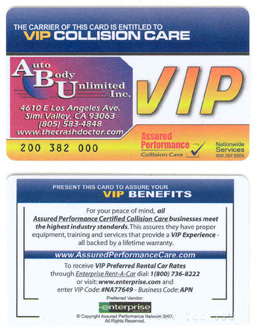 vip discount auto body and car rental card www.thecrashdoctor.com